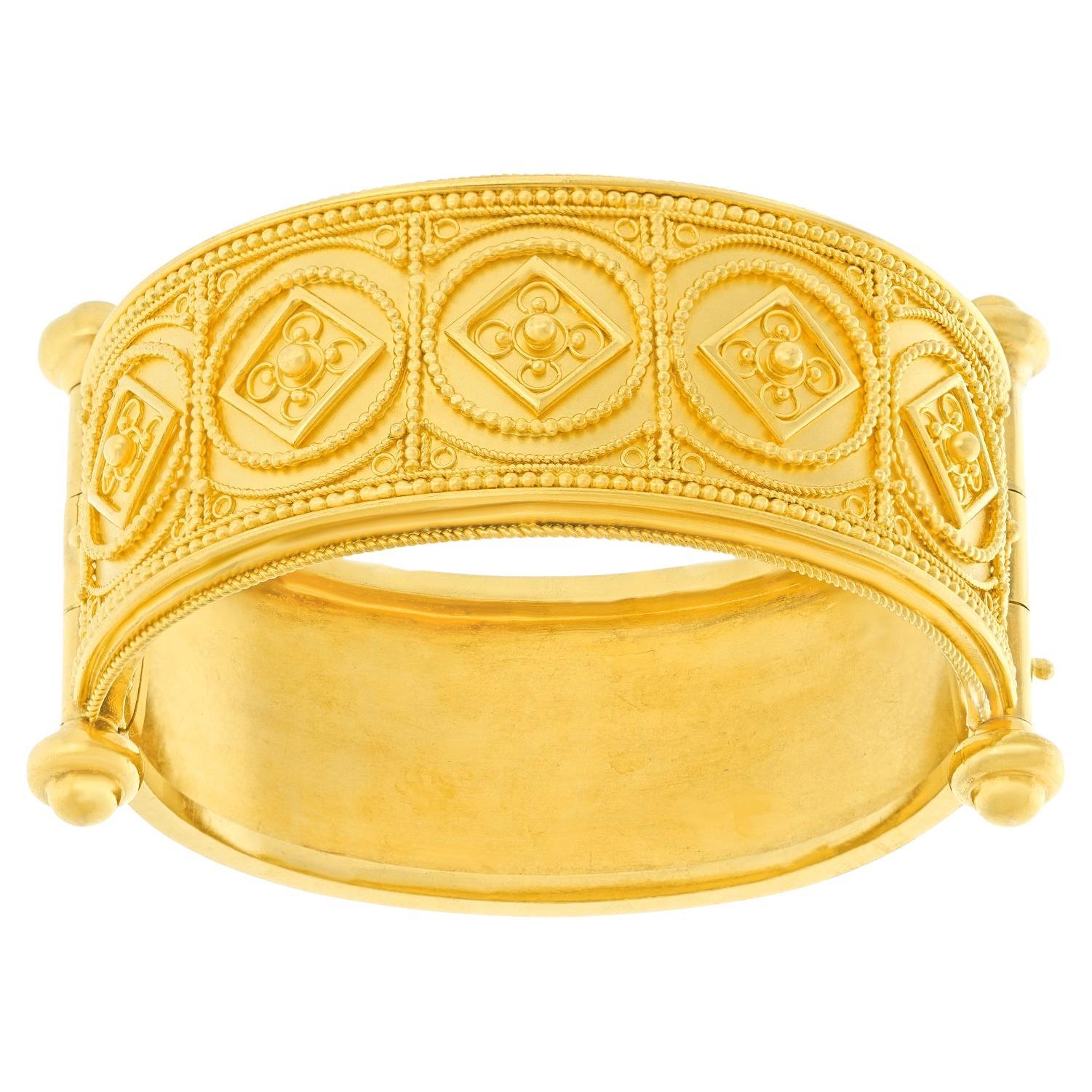 Etruscan Revival Gold Bangle