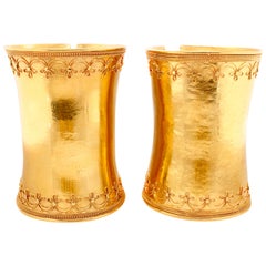 Etruscan Revival Gold Cuff Bangle Pair