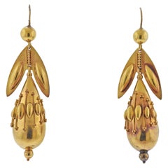Gold-Tropfen-Ohrringe im etruskischen Stil
