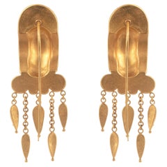 Etruscan Revival Gold Earrings Italy Late 19th Century