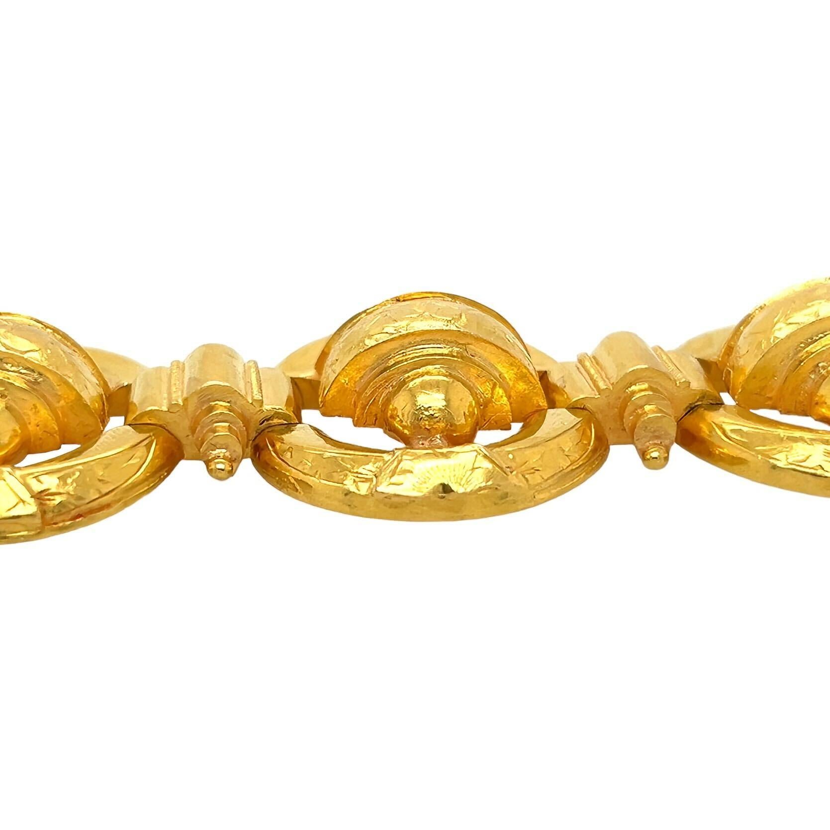 Women's Etruscan Revival Gold Oval Link Bracelet