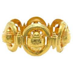 Etruscan Revival Gold Oval Link Bracelet