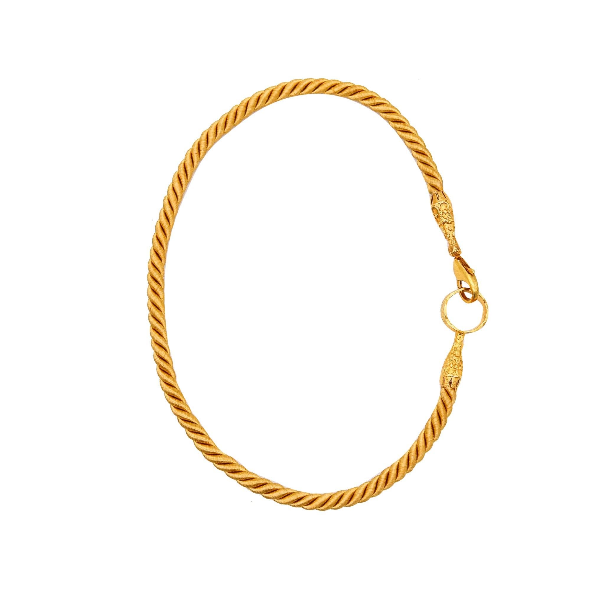 ETRUSCAN REVIVAL Italian Contemporary Necklace In Twisted Golden Silk And 14Kt Y For Sale 2