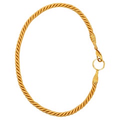 ETRUSCAN REVIVAL Italian Contemporary Necklace In Twisted Golden Silk And 14Kt Y