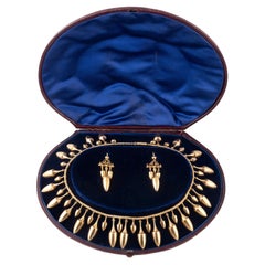 Etruscan Revival Necklace And Earrings Suite Circa 1860