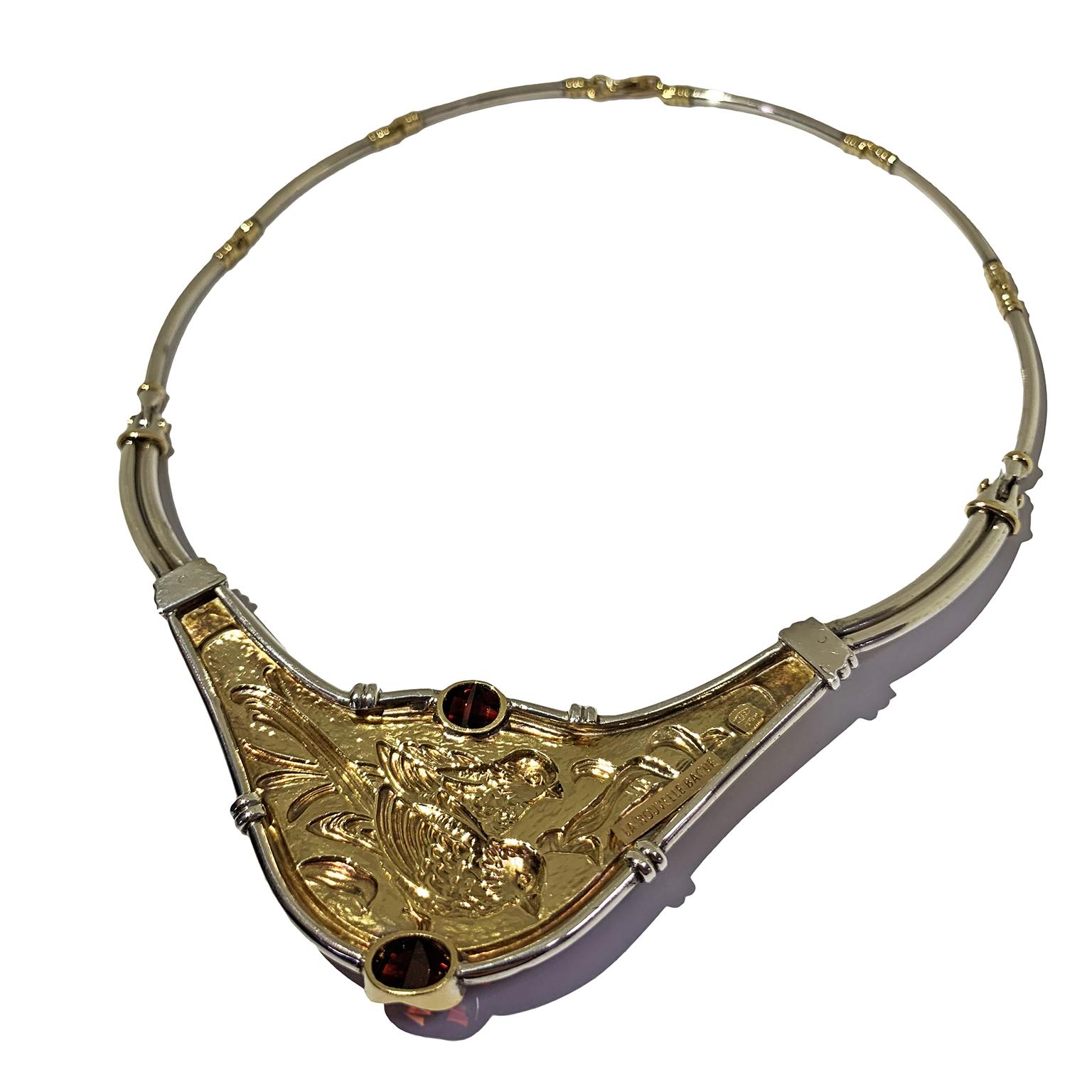 Women's or Men's Etruscan Revival Necklace Handmade Ceseled 18 Karat Yellow Gold