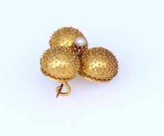 Etruscan Revival Pearl Clover Brooch, 1890