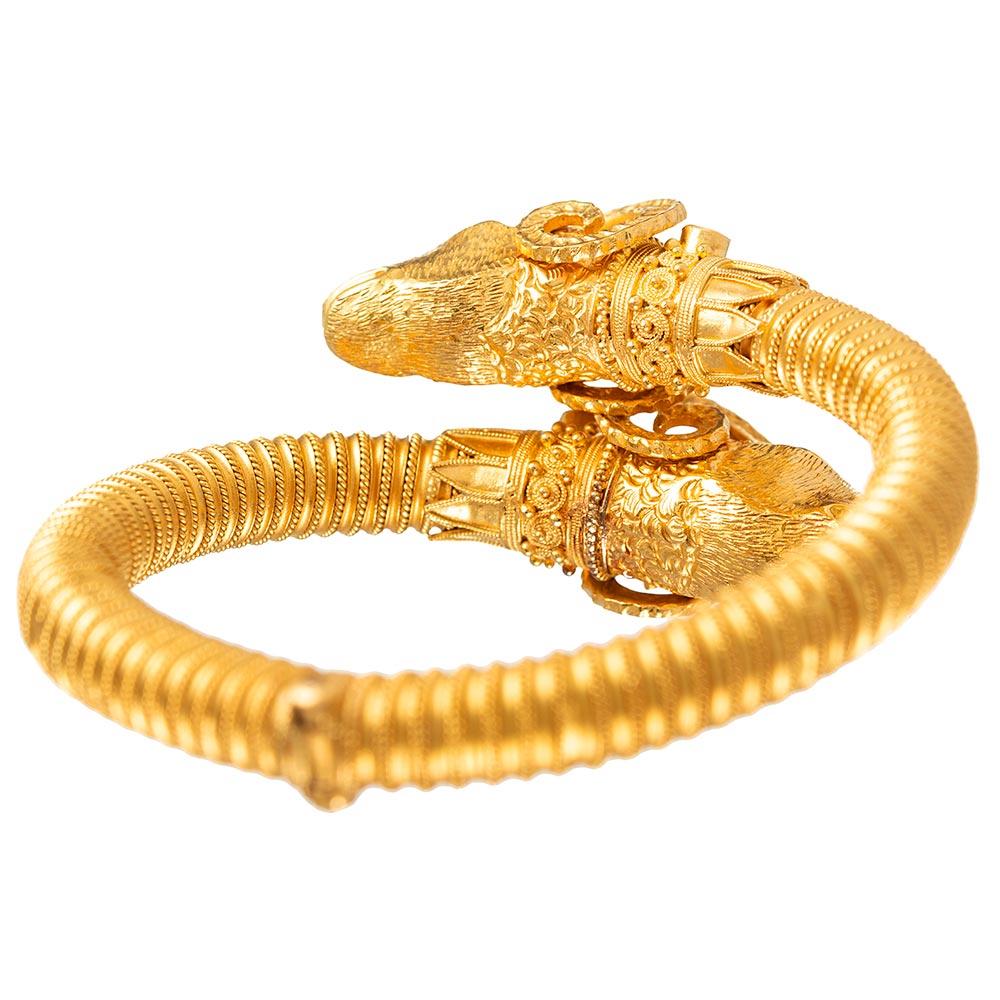 Women's or Men's Etruscan Revival Ram’s Head Bracelet