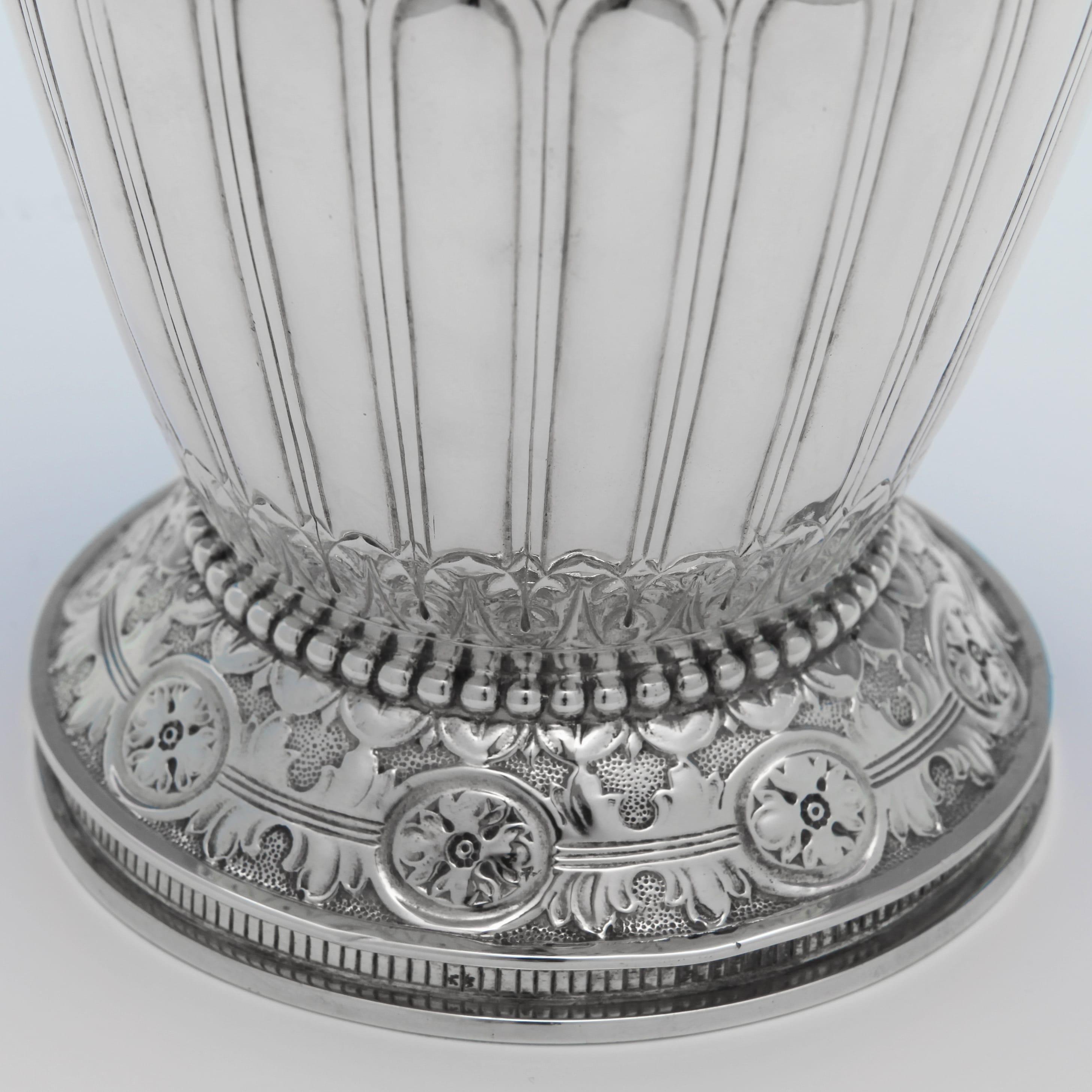 Late 19th Century Etruscan Revival Sterling Silver Vase, S. Smith & Son, London, 1880 For Sale