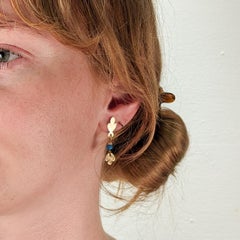 Etruscan Revival Style 14k Gold & Glass Bead Drop Earrings by Resia Schor