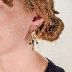 Etruscan Revival Style 14k Gold & Glass Bead Drop Earrings by Resia Schor