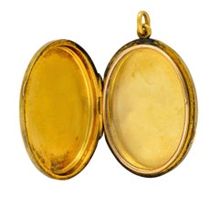 Etruscan Revival Victorian Enamel 14 Karat Gold Beaded Locket, circa 1870