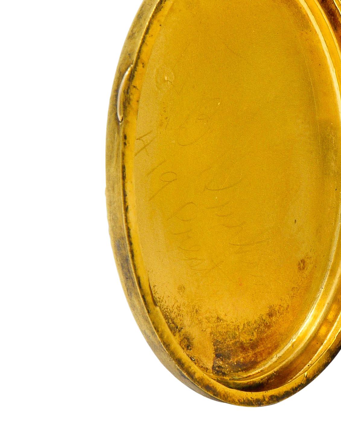 Etruscan Revival Victorian Enamel 14 Karat Gold Beaded Locket, circa 1870 5