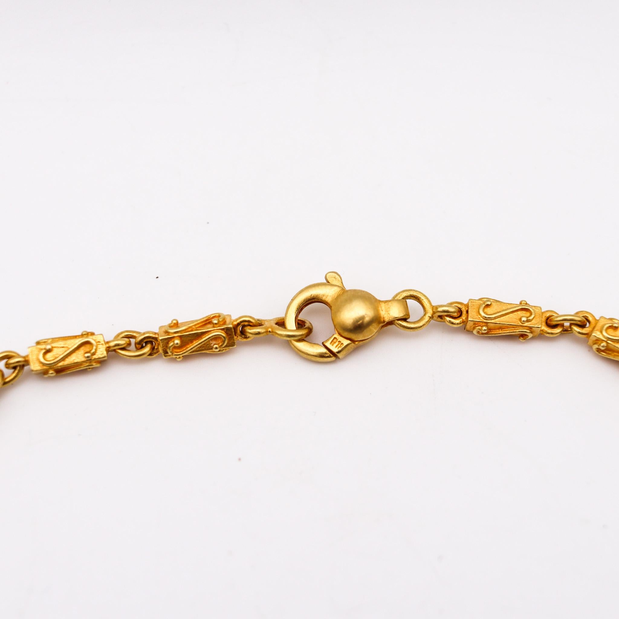 Etruscan Revival Vintage Italian Bold Chain Necklace in Solid 18Kt Yellow Gold In Excellent Condition For Sale In Miami, FL