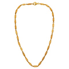 Etruscan Revival Vintage Italian Bold Chain Necklace in Solid 18Kt Yellow Gold