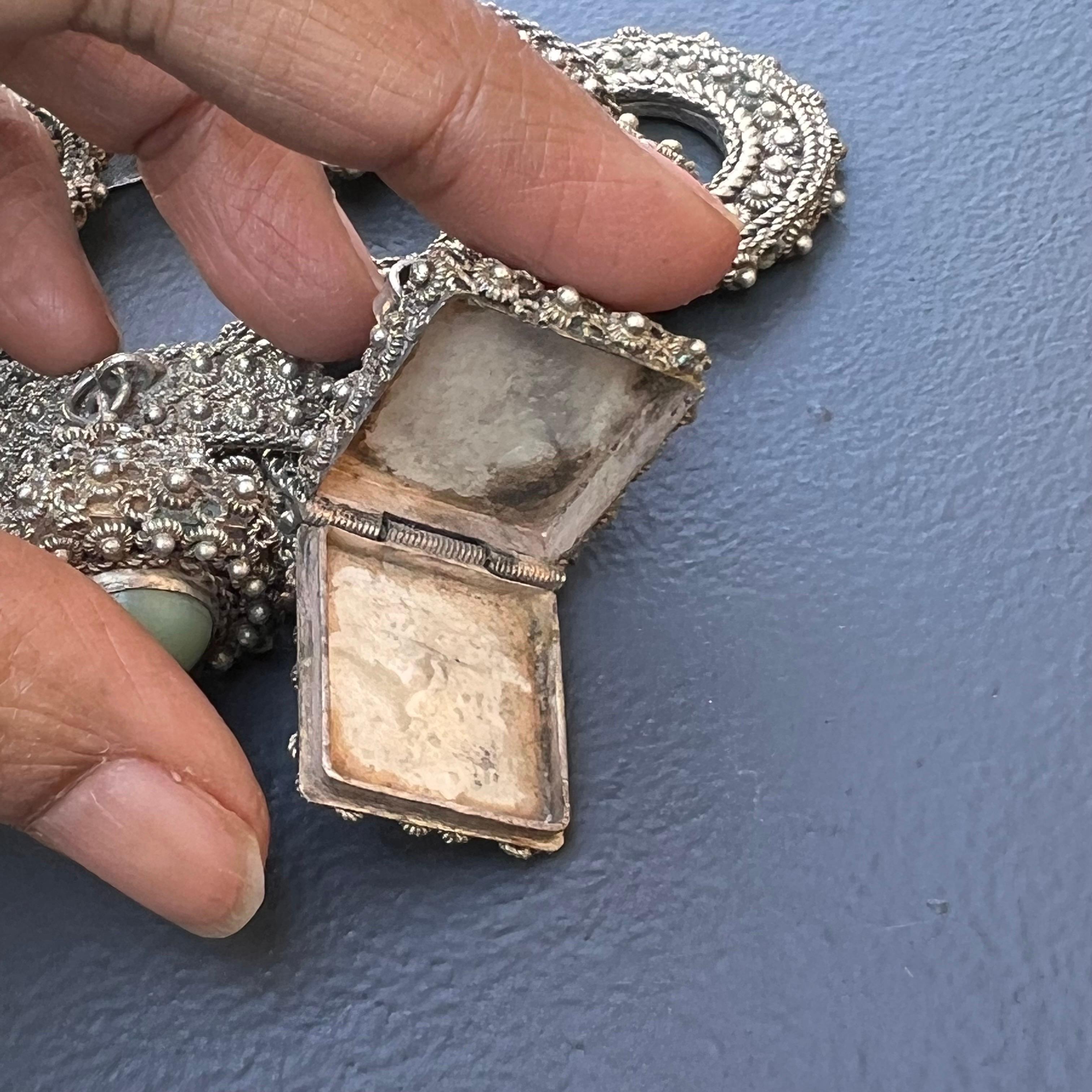 Etruscan Revival Vintage Papa George Fob Charms Locket Bracelet Silver For Sale 2