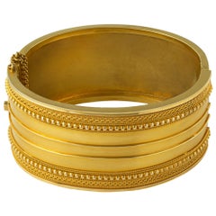 Etruscan Revival Yellow Gold Bangle