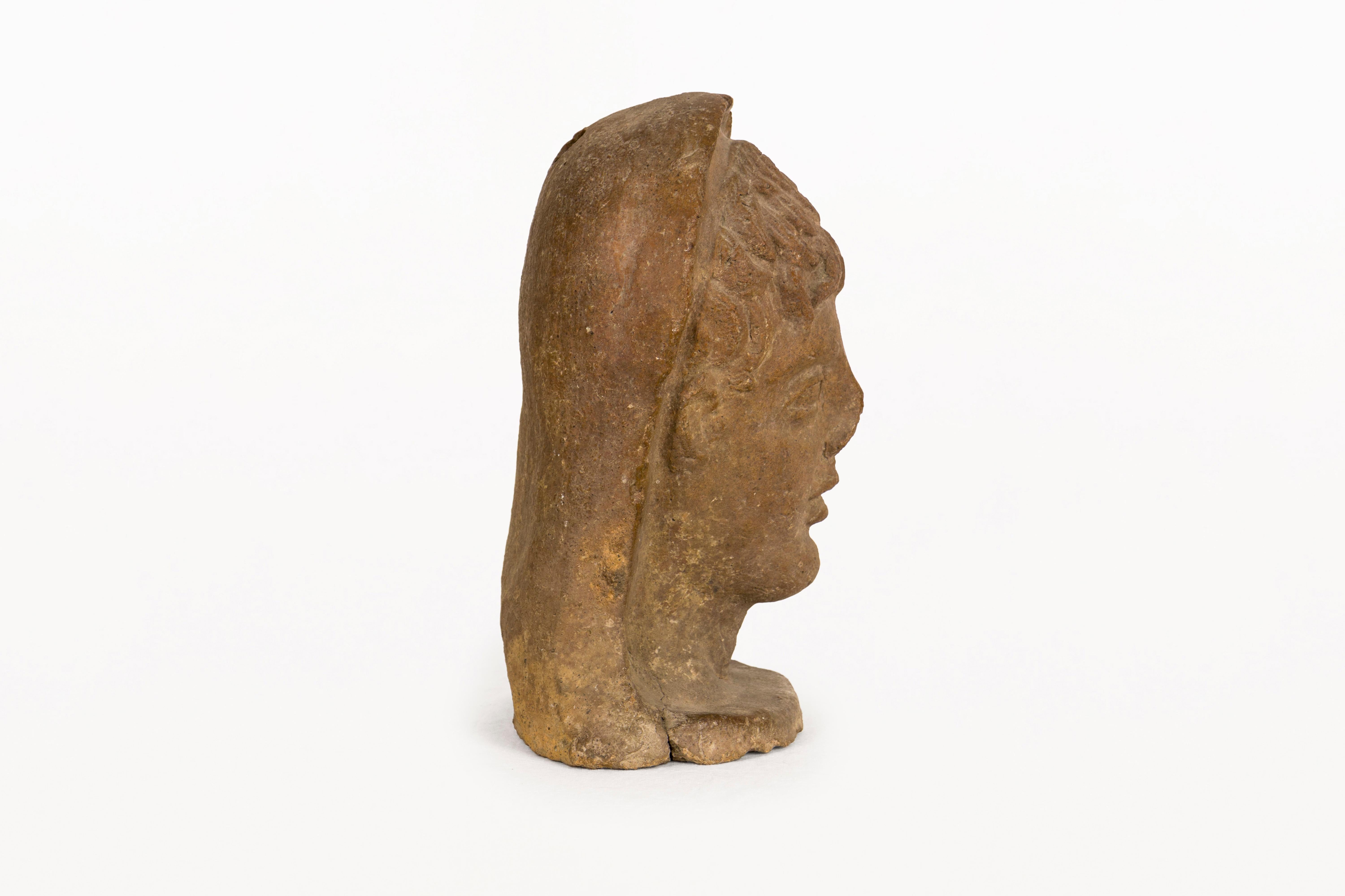 Classical Greek Etruscan Sculpture Head, 4th Century A.D, Italy For Sale