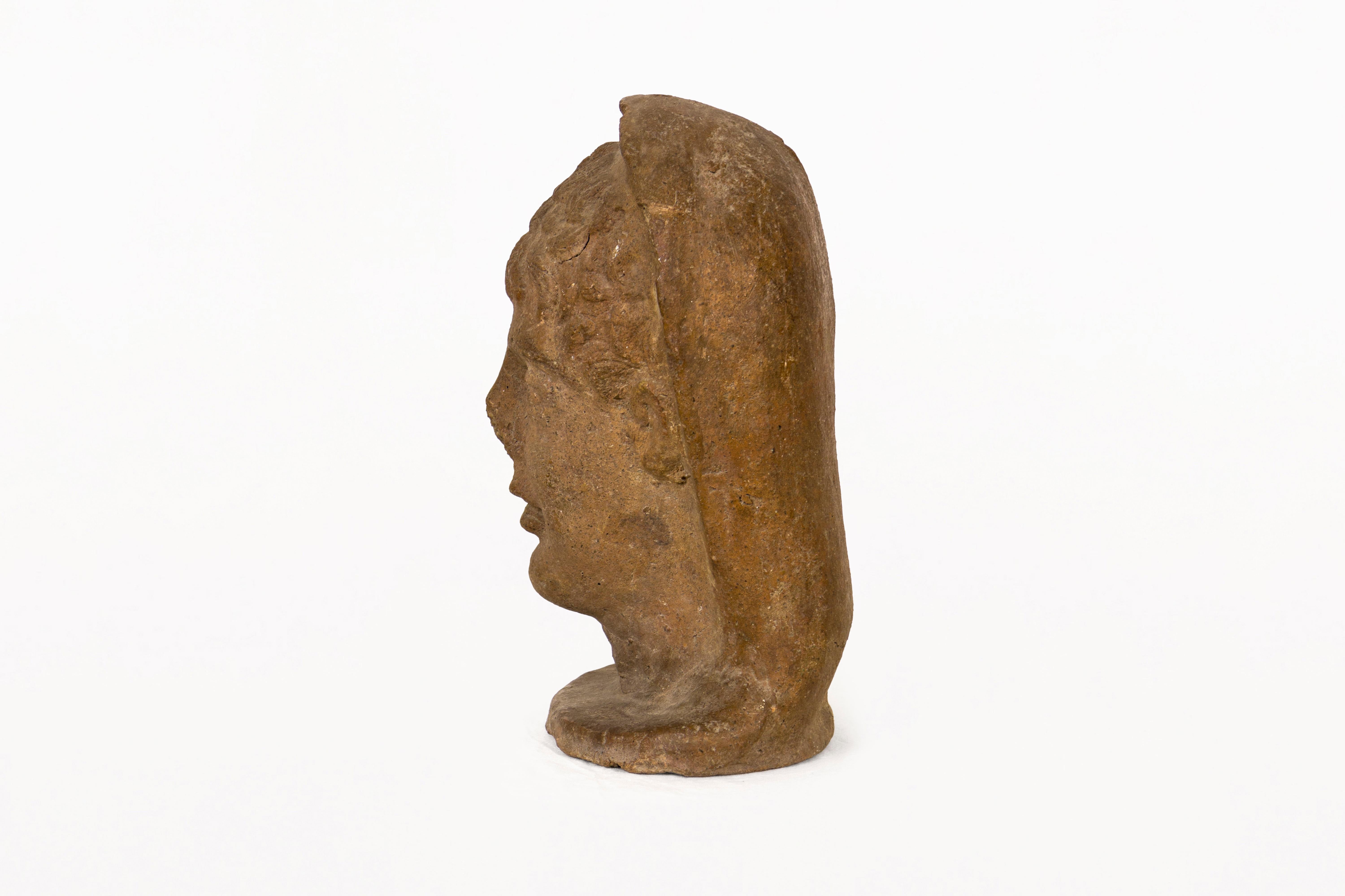 Etruscan Sculpture Head, 4th Century A.D, Italy In Good Condition For Sale In Girona, Spain