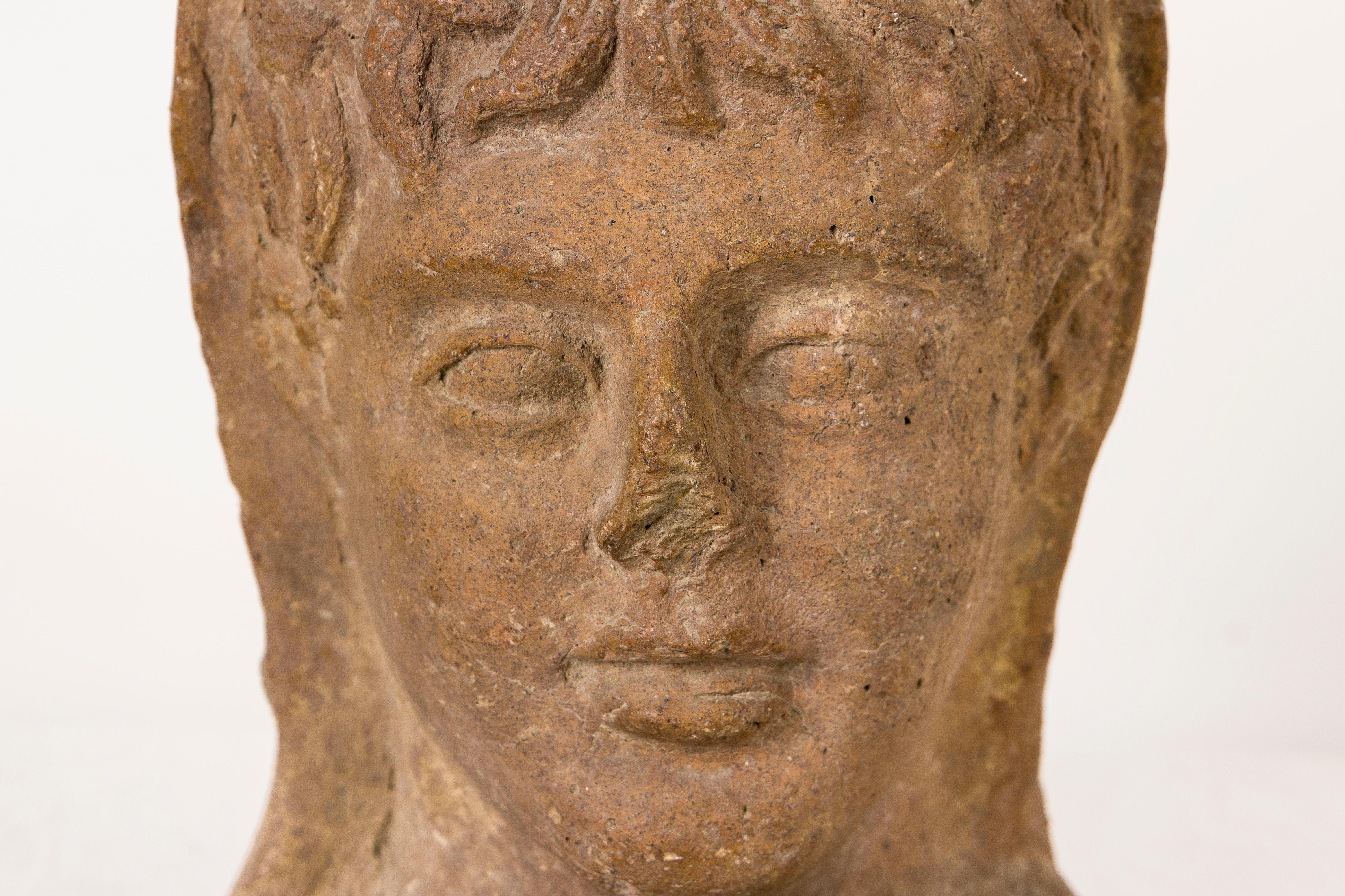 Terracotta Etruscan Sculpture Head, 4th Century A.D, Italy For Sale