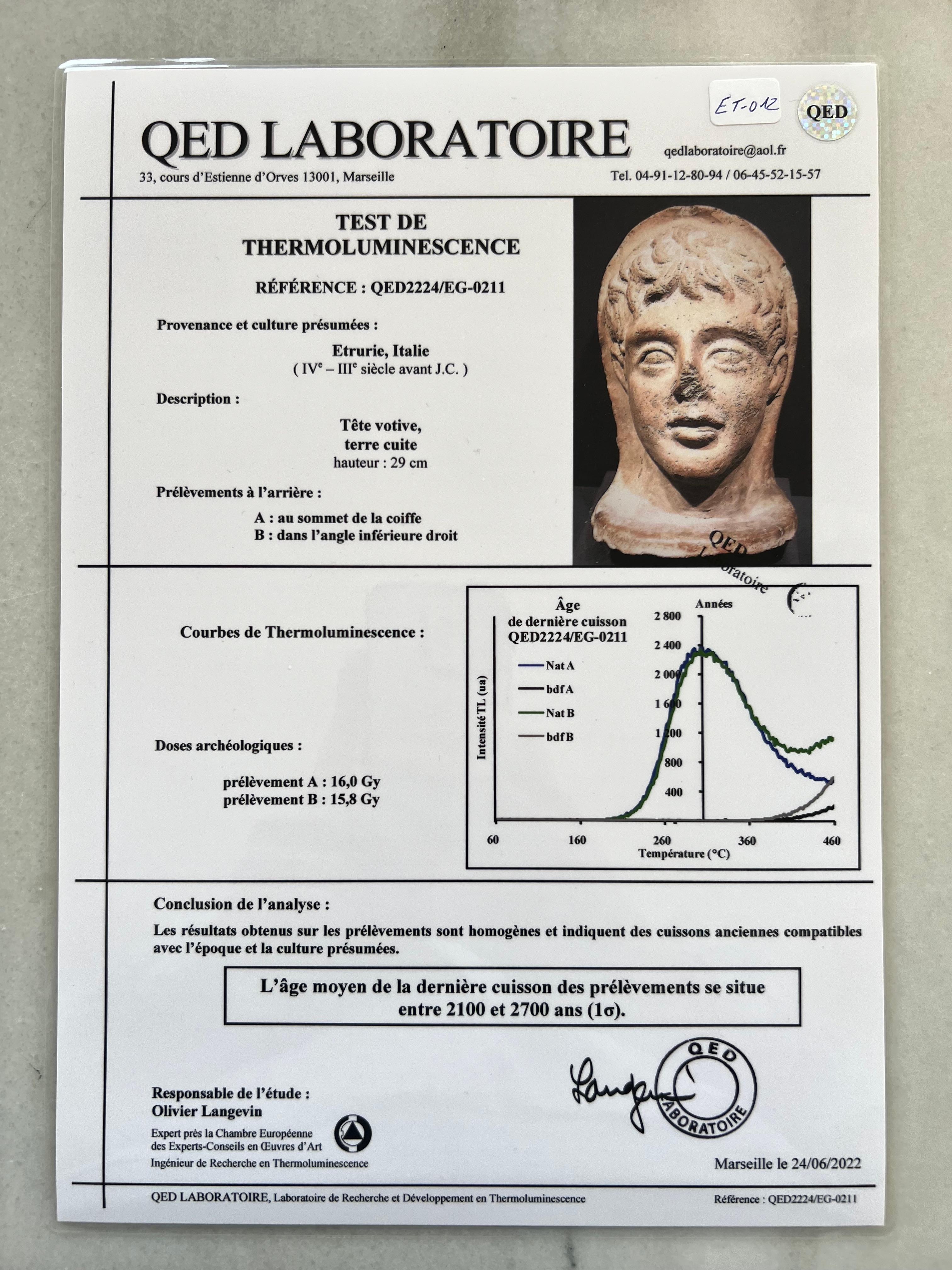Etruskischer Skulpturenkopf, 4. Jahrhundert A.D., Italien im Angebot 2