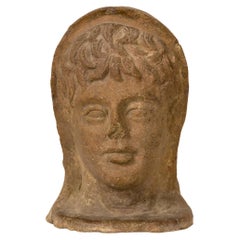 Antique Etruscan Sculpture Head, 4th Century A.D, Italy