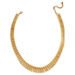 Collier à franges en or jaune 14 carats de style étrusque