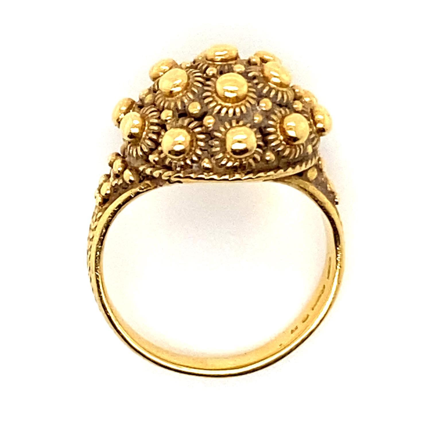 Etruscan Style 18 Karat Yellow Gold Ring For Sale 5