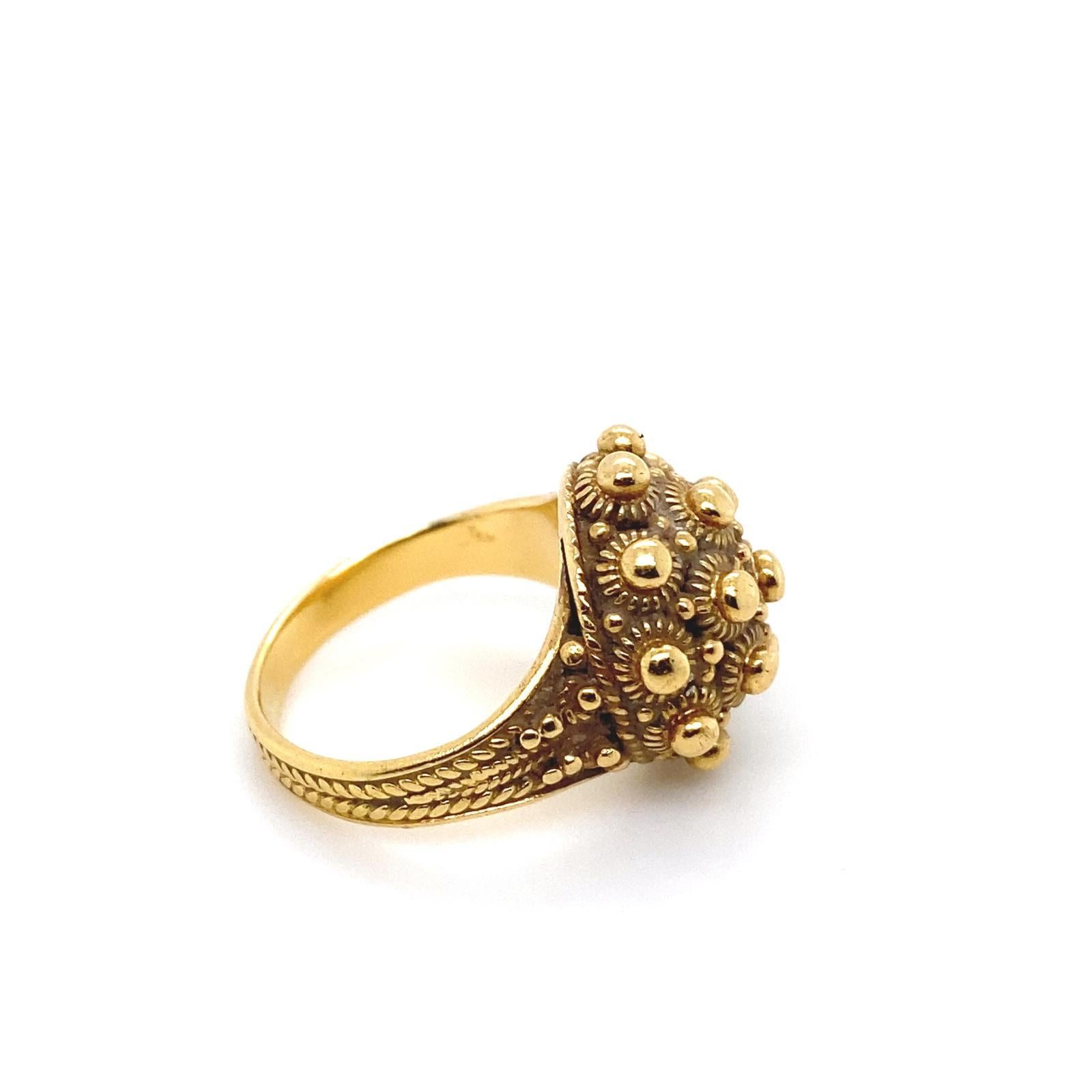 Etruscan Revival Etruscan Style 18 Karat Yellow Gold Ring For Sale