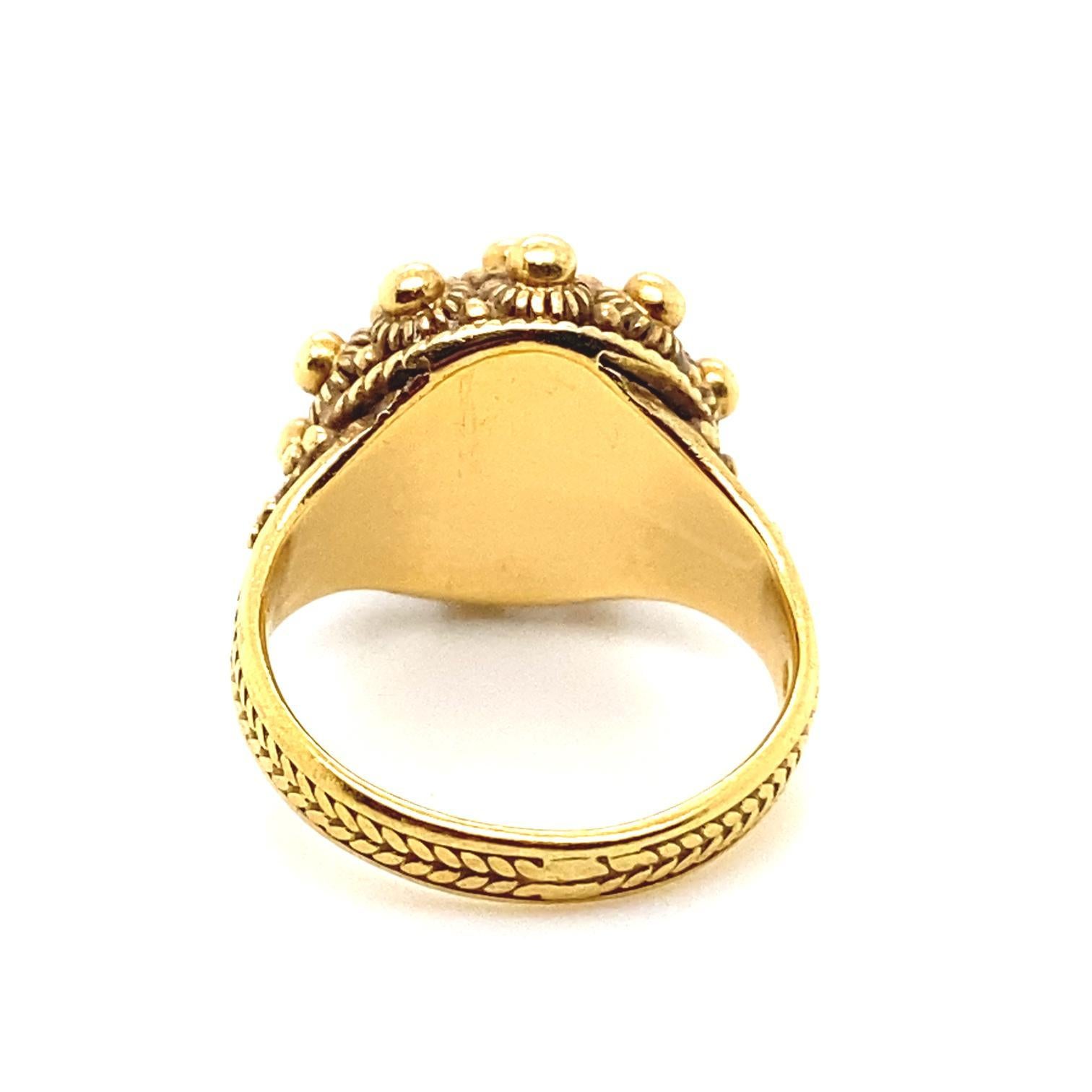 Etruscan Style 18 Karat Yellow Gold Ring For Sale 3