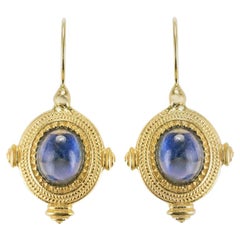Etruscan Style Blue Crystal Vermeil Drop Earrings