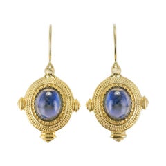 Etruscan Style Blue Crystal Vermeil Drop Earrings