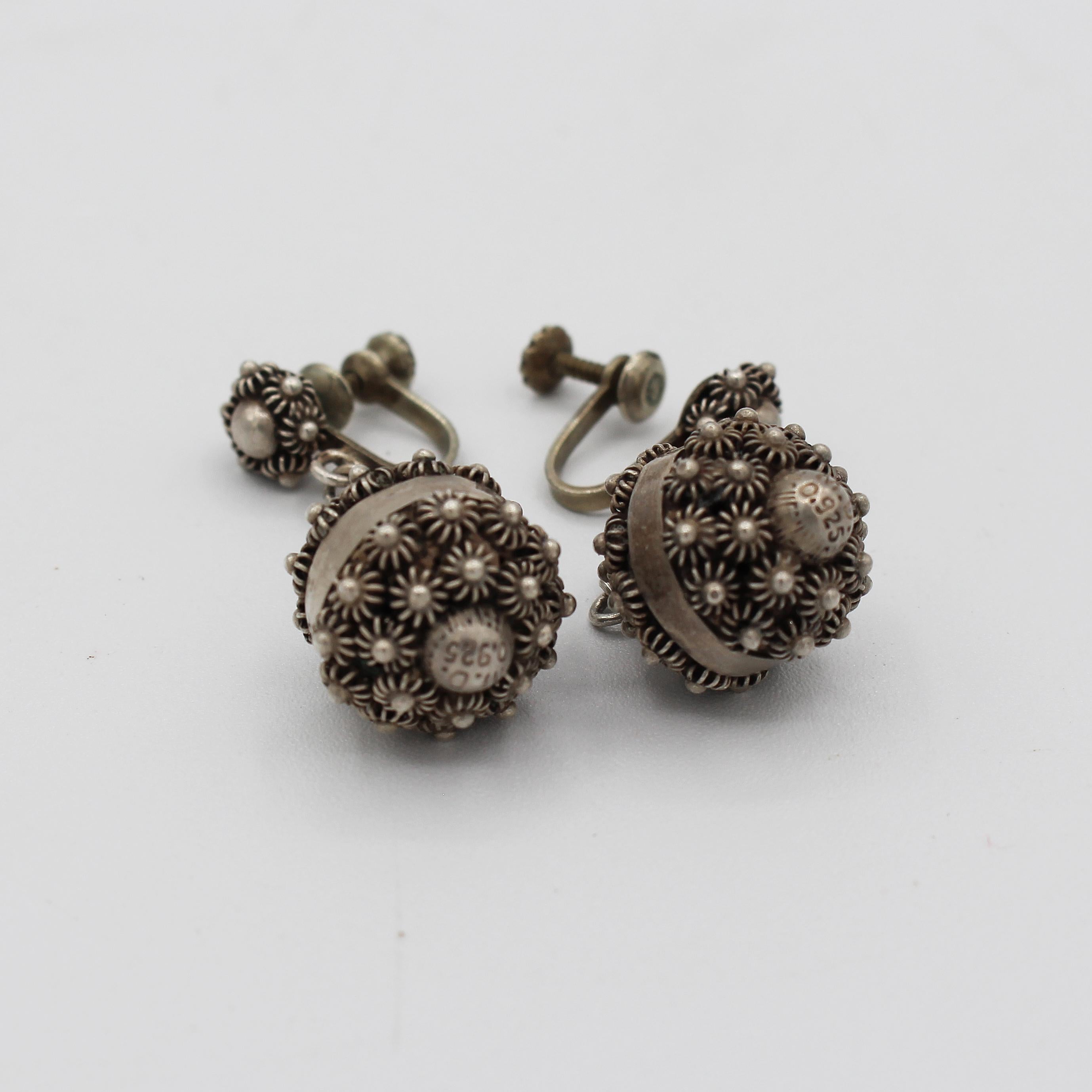 Halskette und Ohrringe aus Sterlingsilber im etruskischen Cuernavaca-Stil im Angebot 1