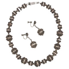 Collier et boucles d'oreilles en argent sterling Cuernavaca de style étrusque