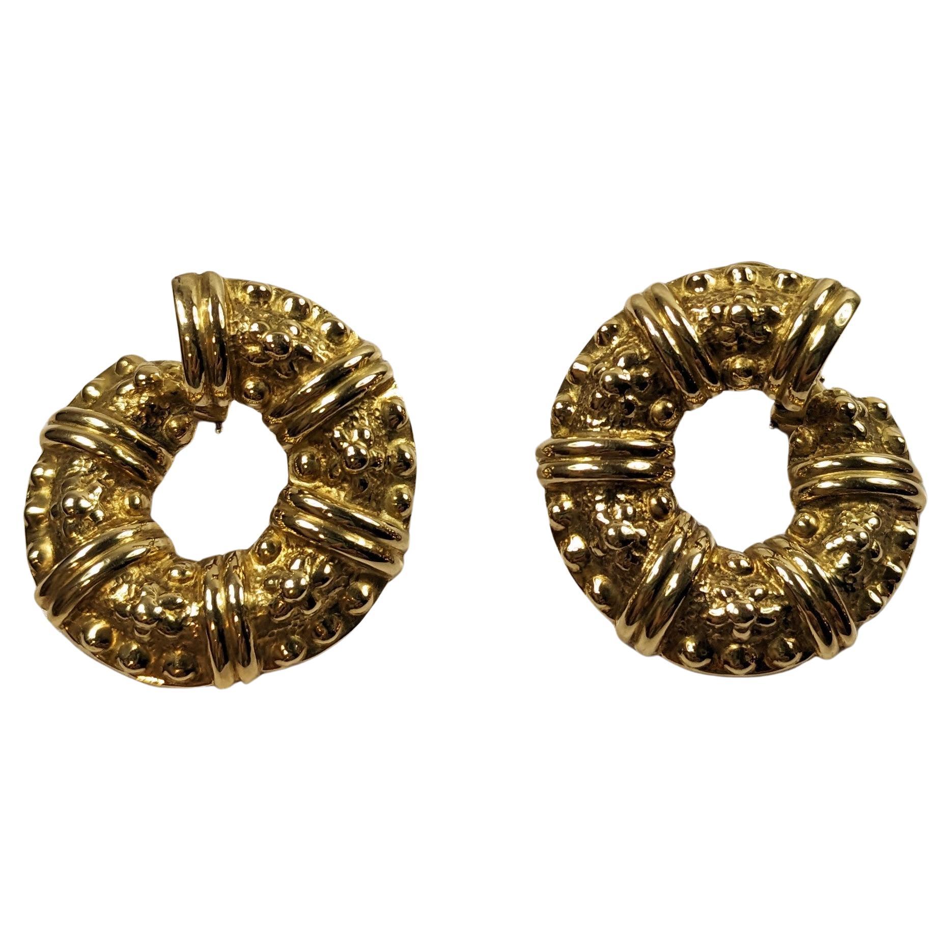 Etruscan Style Earrings in 18k Yellow Gold