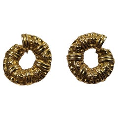 Boucles d'oreilles style étrusque en or jaune 18 carats