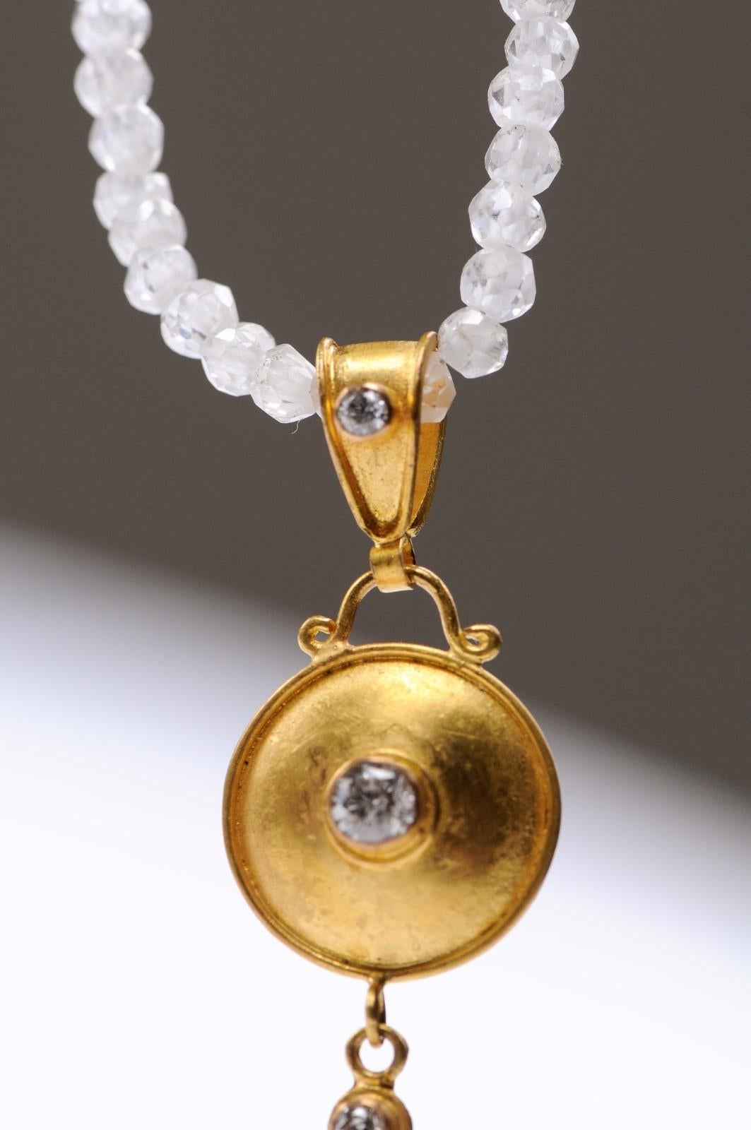 Etruscan Style Gold & Diamond Drop Pendant (pendant only) In Excellent Condition For Sale In Atlanta, GA