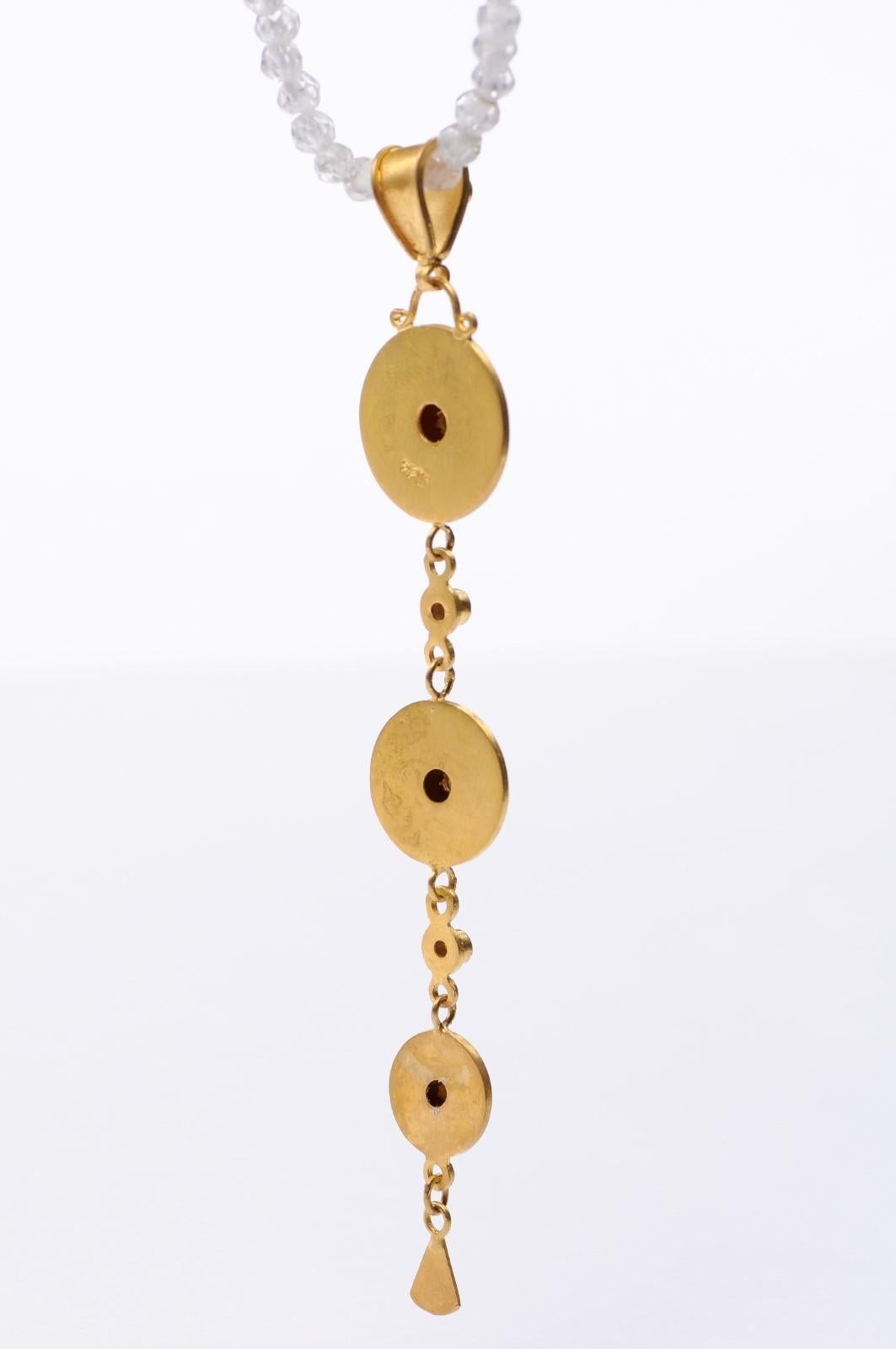 Women's Etruscan Style Gold & Diamond Drop Pendant (pendant only) For Sale