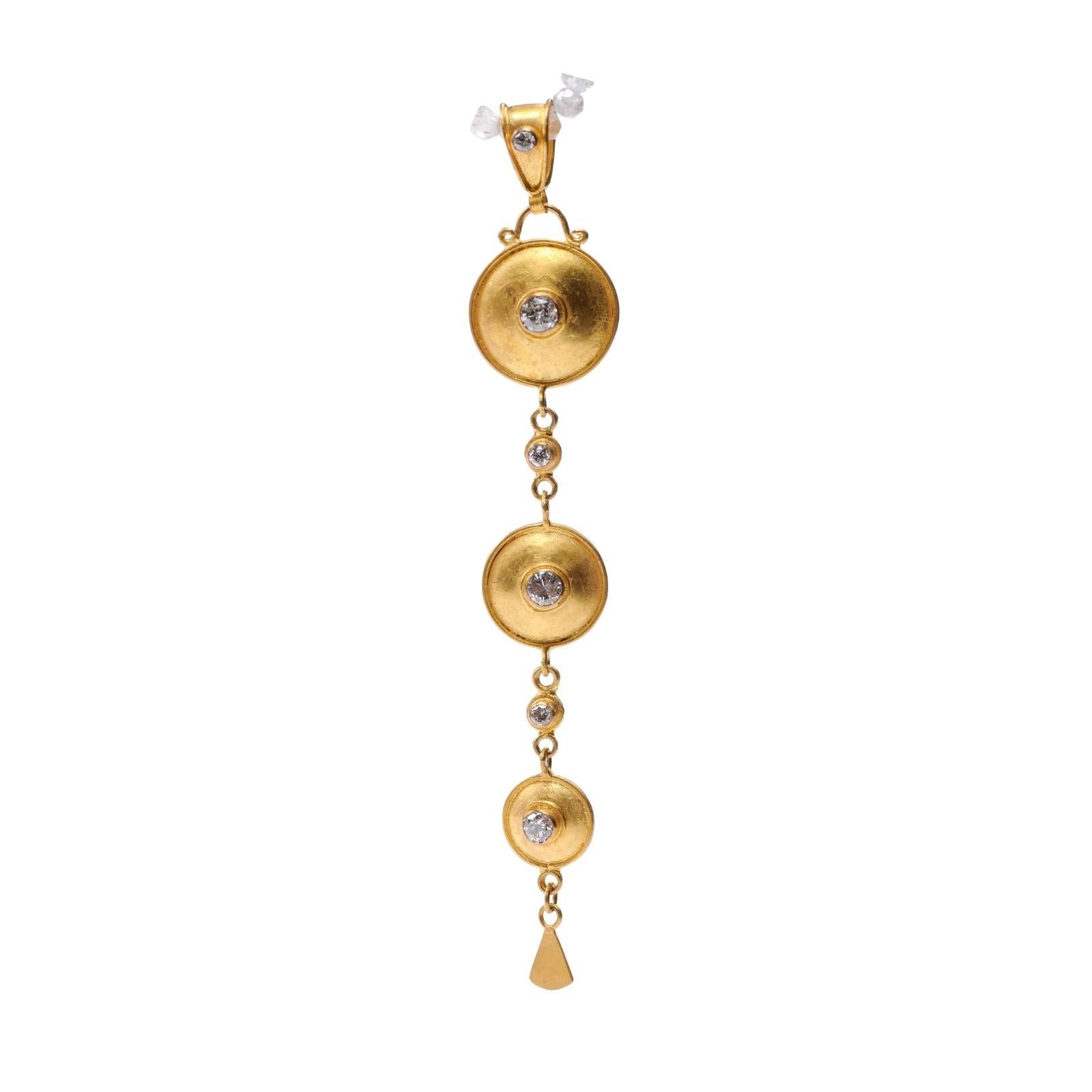 Etruscan Style Gold & Diamond Drop Pendant (pendant only) For Sale 1
