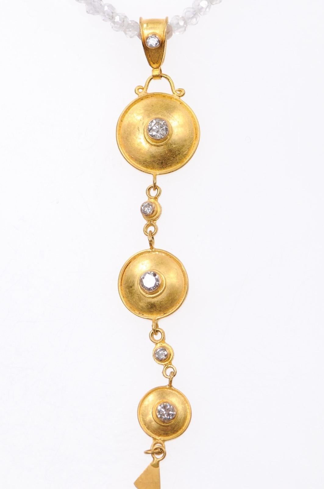 Etruscan Style Gold & Diamond Drop Pendant (pendant only) For Sale 3