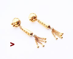 Etruscan style Granulated Dangle Earrings solid Yellow 20K Gold / 8.75gr