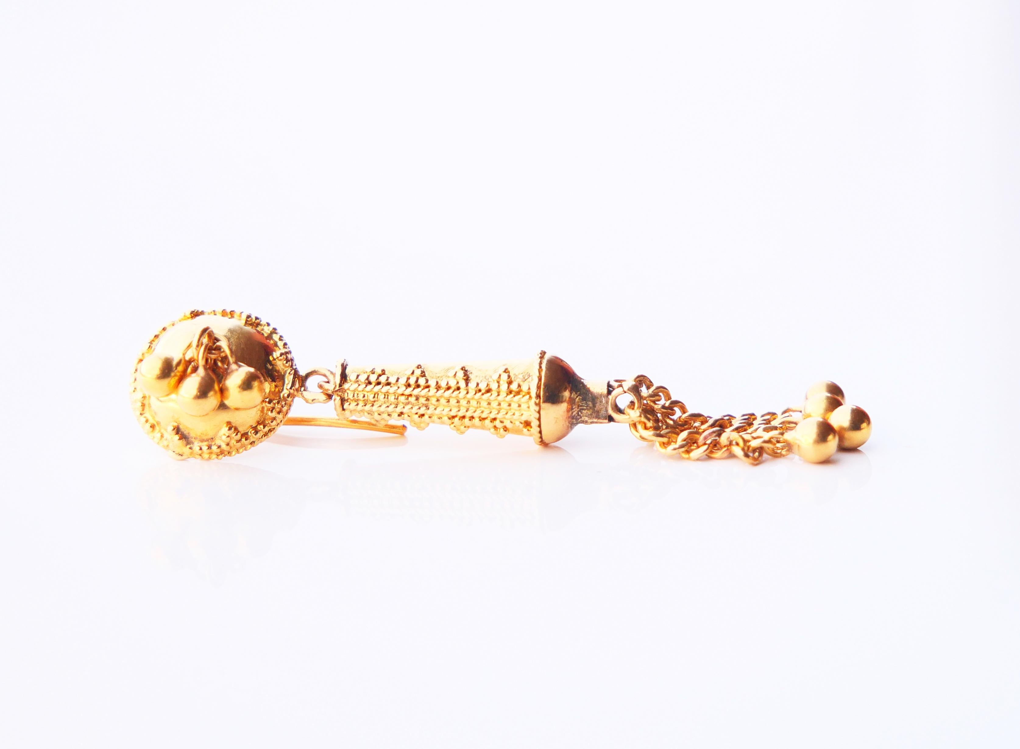 Etruskischer Stil Granulierte Ohrringe massiv Gelb 20K Gold / 8.75gr im Angebot 2