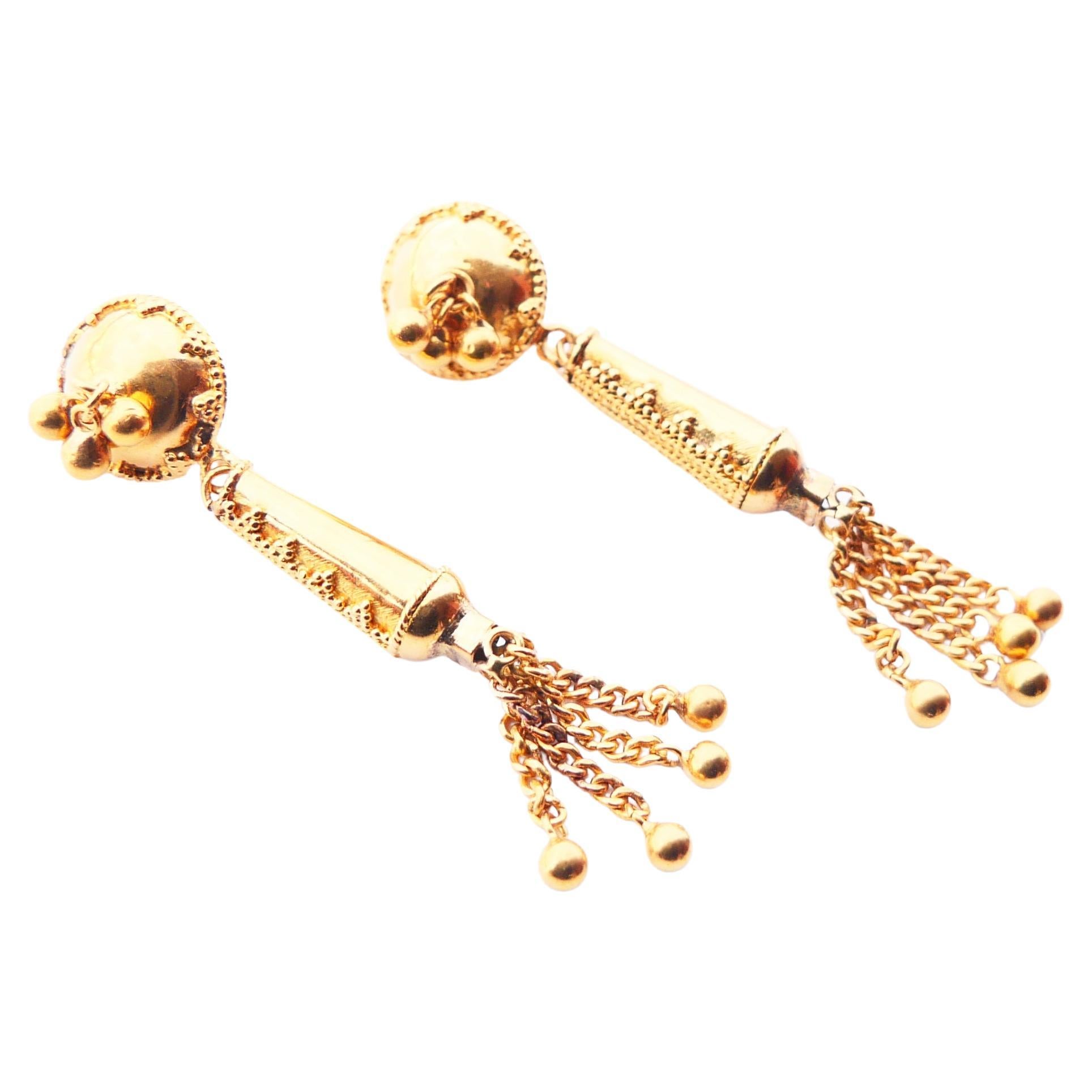 Etruskischer Stil Granulierte Ohrringe massiv Gelb 20K Gold / 8.75gr im Angebot