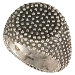 Etruscan Style Handmade Sterling Silver Pinky Ring, Made in Italy.