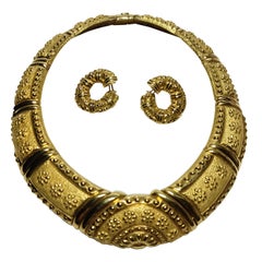 Halskette und Ohrringe im etruskischen Stil aus 18k Gelbgold