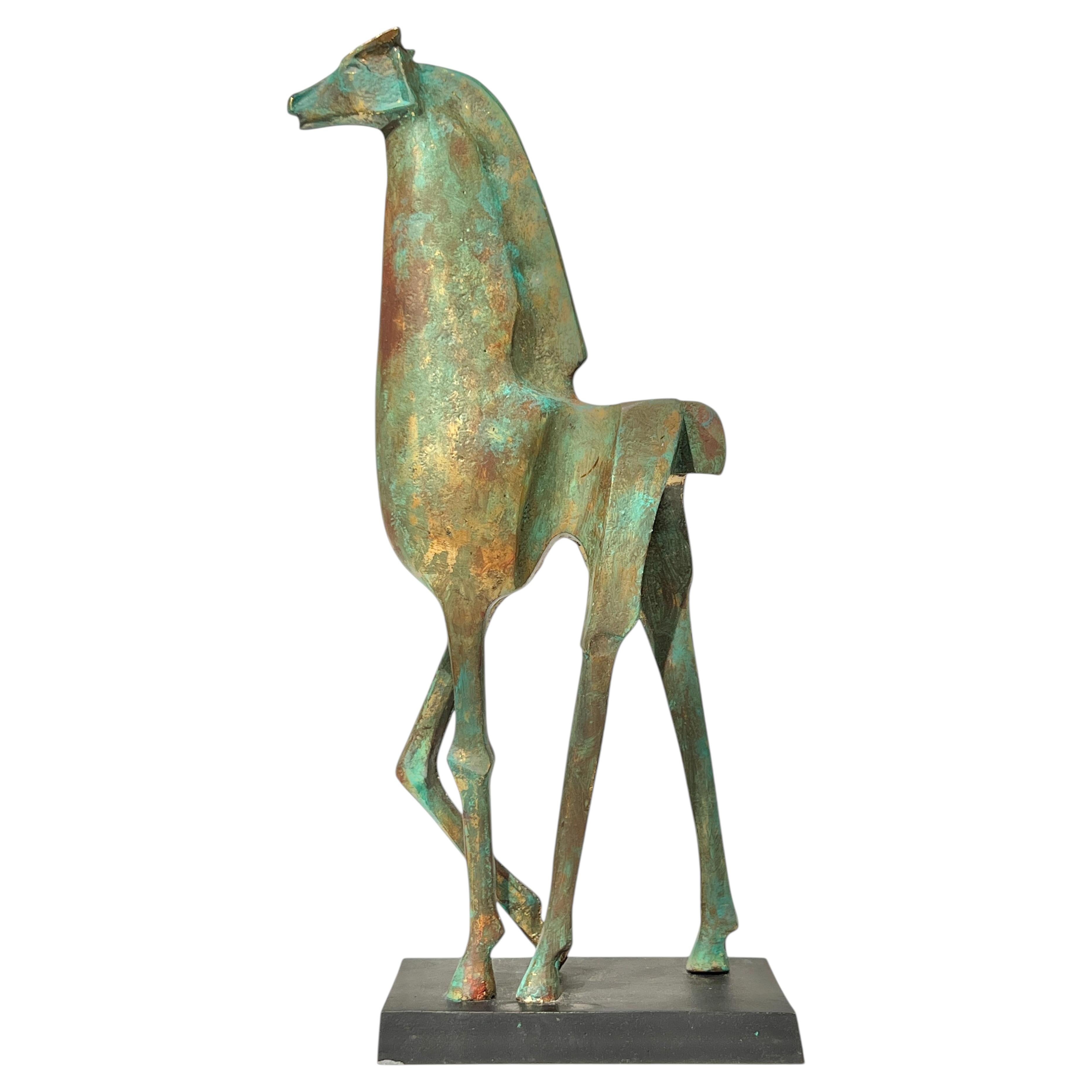 Etruscan Style Patinated Bronze Horse by Wayne Salge