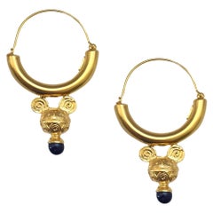 Etruscan Style Vermeil Creole Earrings