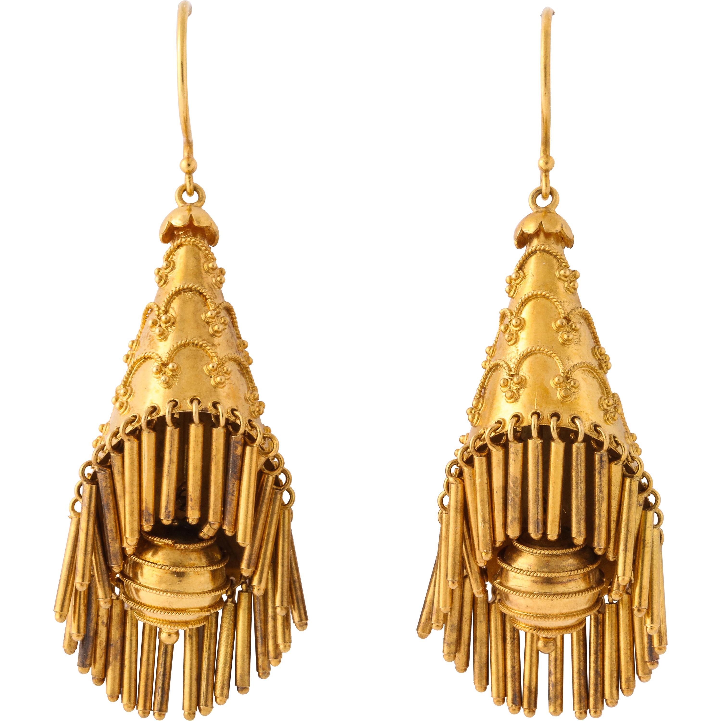 Etruscan Style Yellow Gold Earrings