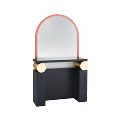 Etrusco Mirror Unit with Aniline-Vanished Wood, by Ettore Sottsass, Glas Italia