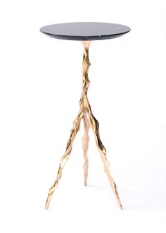 Etta Drink Table with Nero Marquina Marble Top by Fakasaka Design